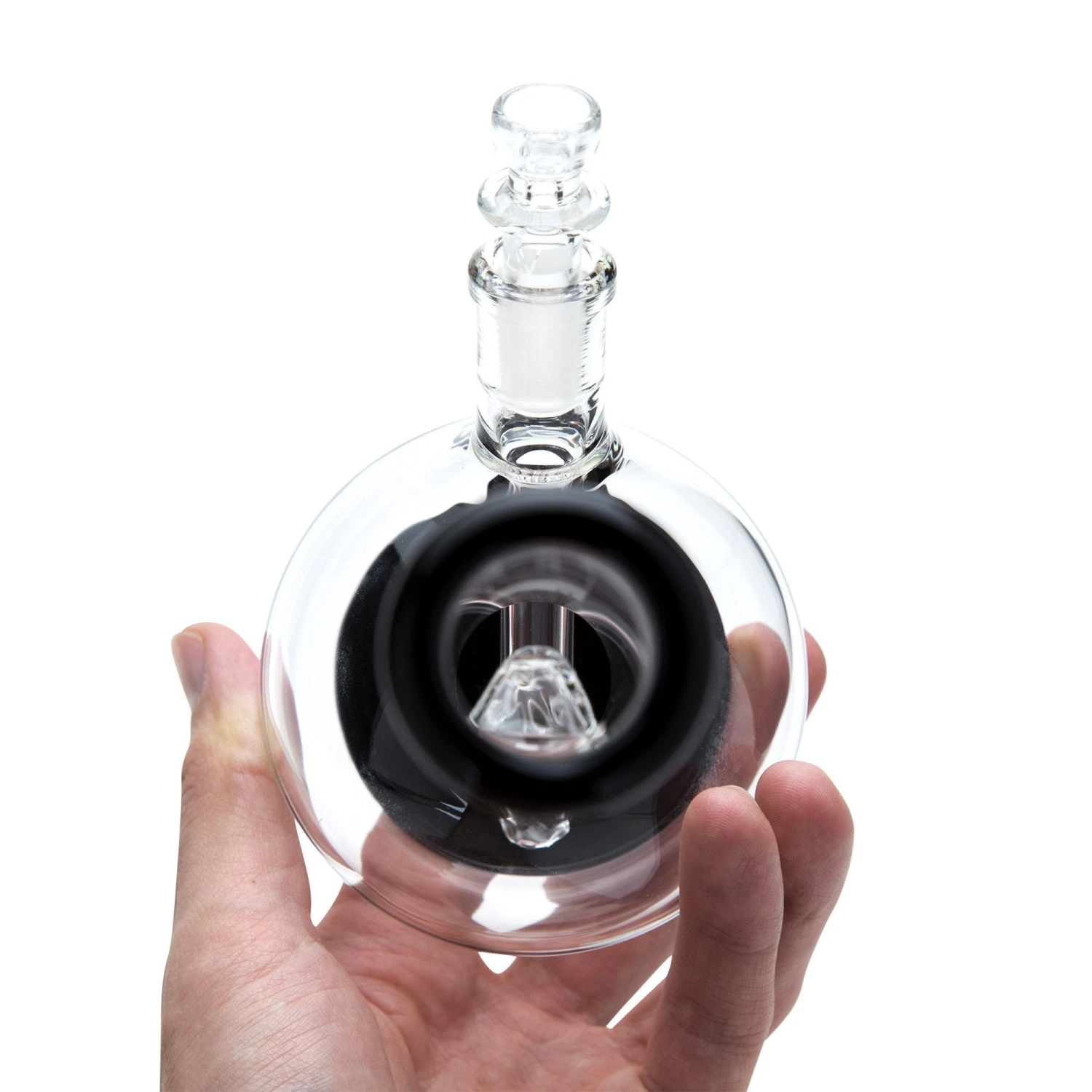 GRAV 8in Round Bottom Water Pipe W/ Fixed Downstem - Black - Image 5