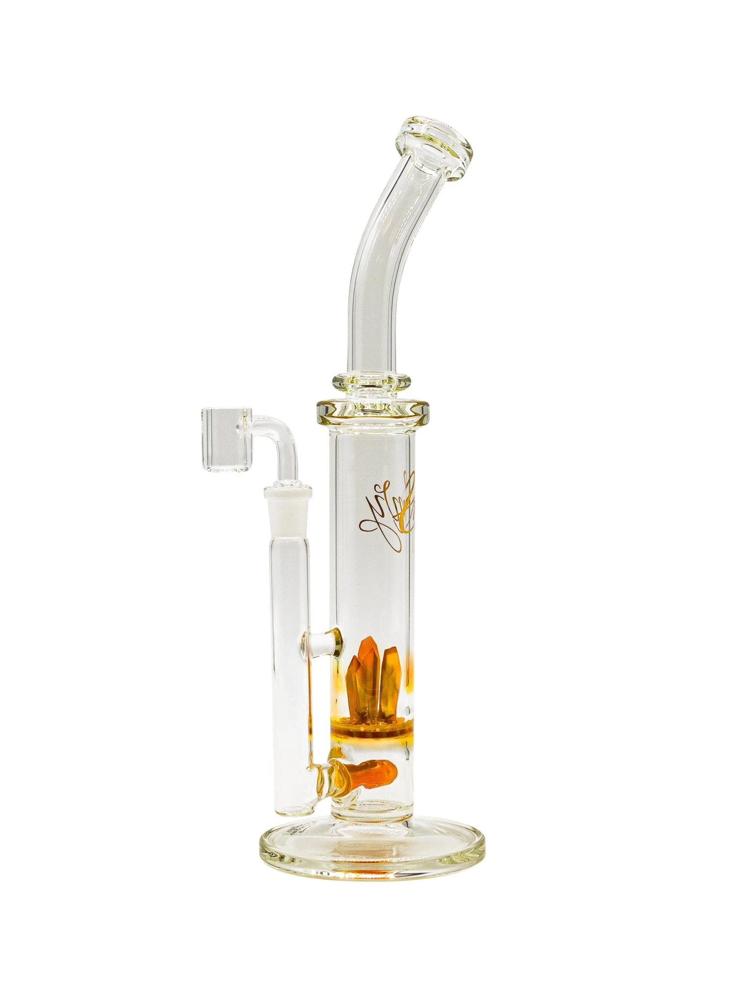 Envy Glass Designs 11in Bent Neck Inline To Crystal Disc Perc Bong - Image 2