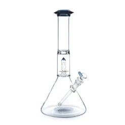 Geo's Glass 14in Crystal Circ Perc Beaker Bong - Atomic Stardust + Blu-V