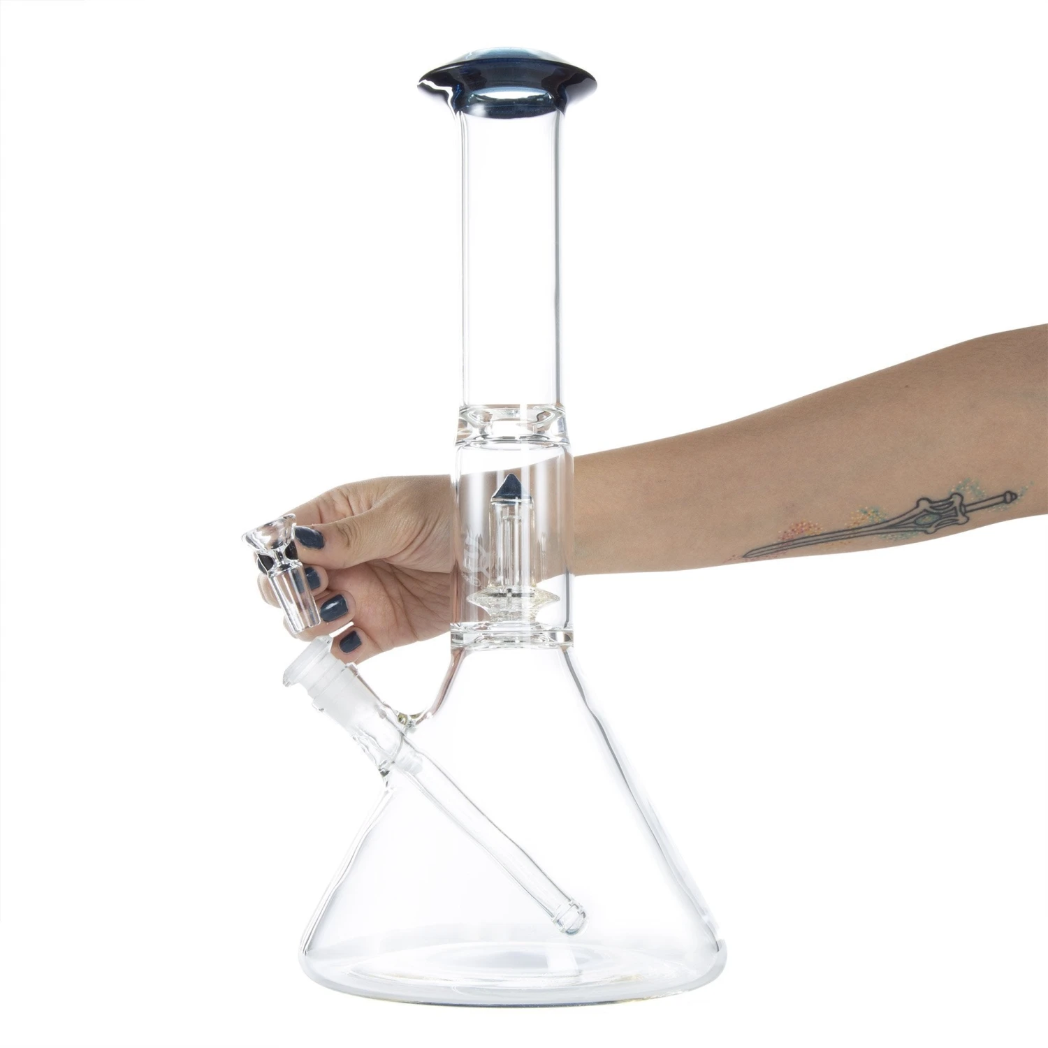 Geo's Glass 14in Crystal Circ Perc Beaker Bong - Atomic Stardust + Blu-V - Image 4