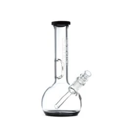 GRAV 8in Round Bottom Water Pipe W/ Fixed Downstem - Black