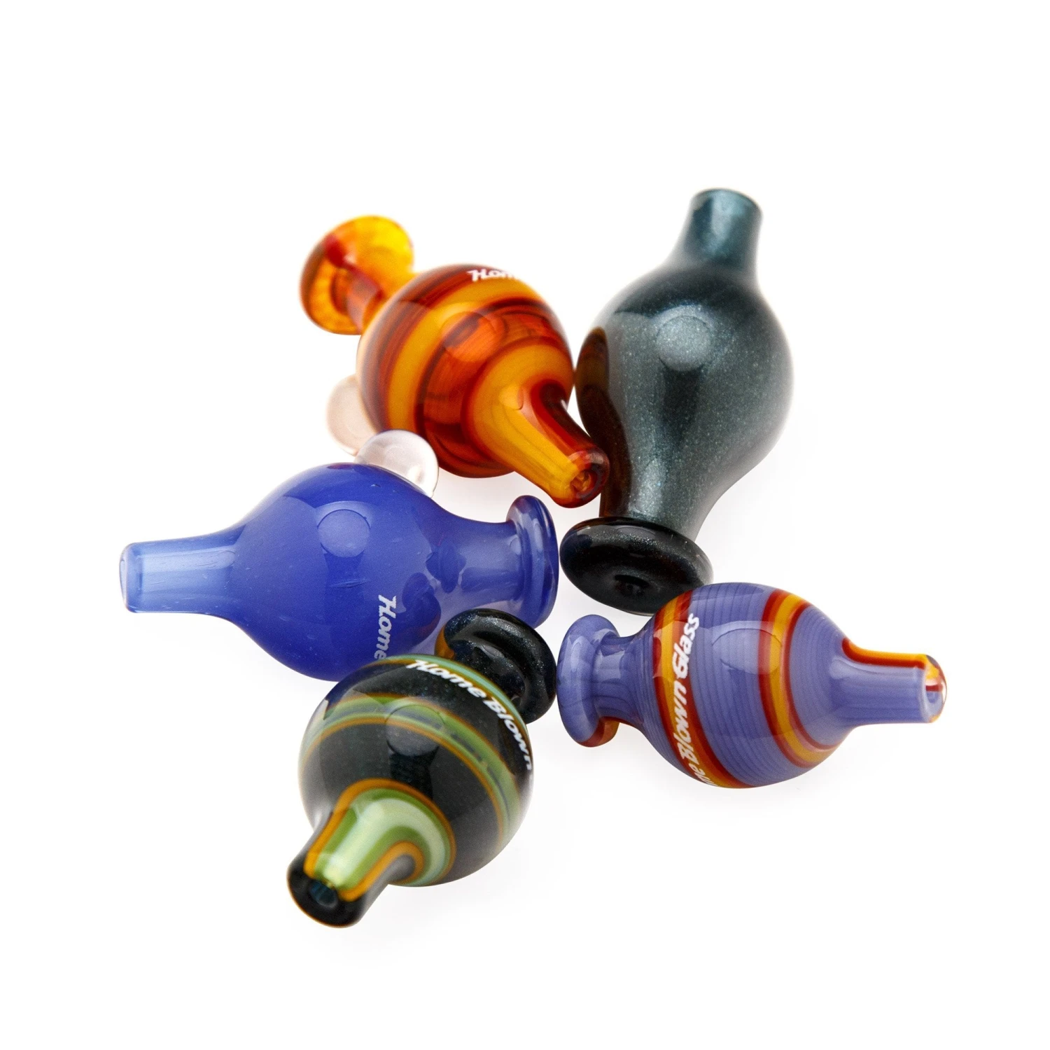 Home Blown Glass Bubble Carb Cap - Fire Swirl - Image 5