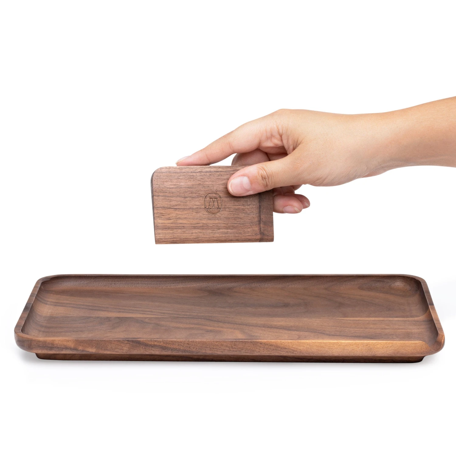 Marley Natural American Black Walnut Rolling Tray - Large - Image 3