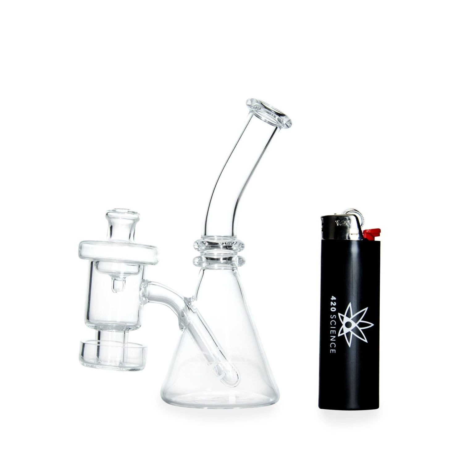 Piranha Quartz One Piece Beaker Dab Rig W/ Terp Slurper Banger & Carp Cap - Image 2