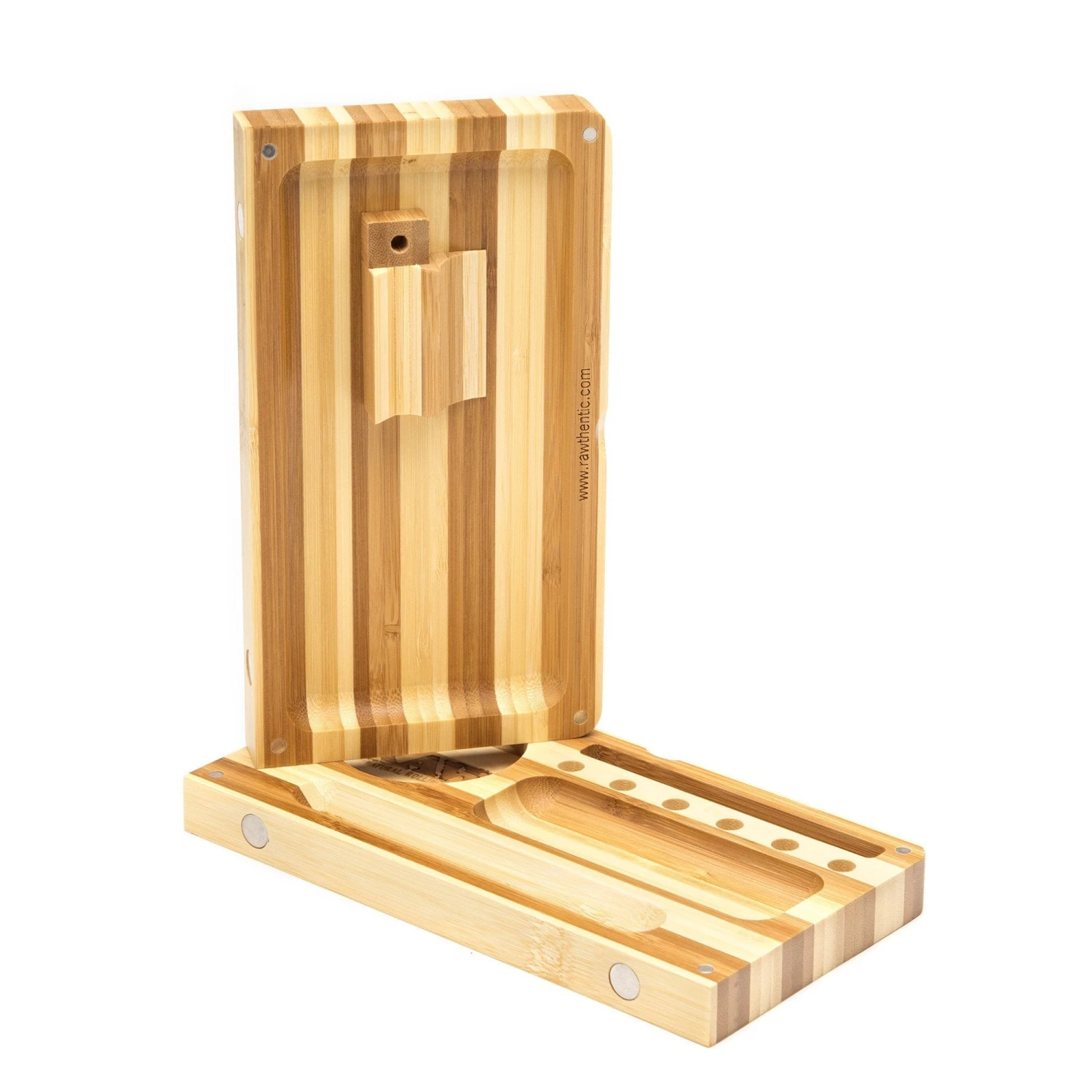 RAW Backflip Magnetic Bamboo Striped Rolling Tray - Image 5