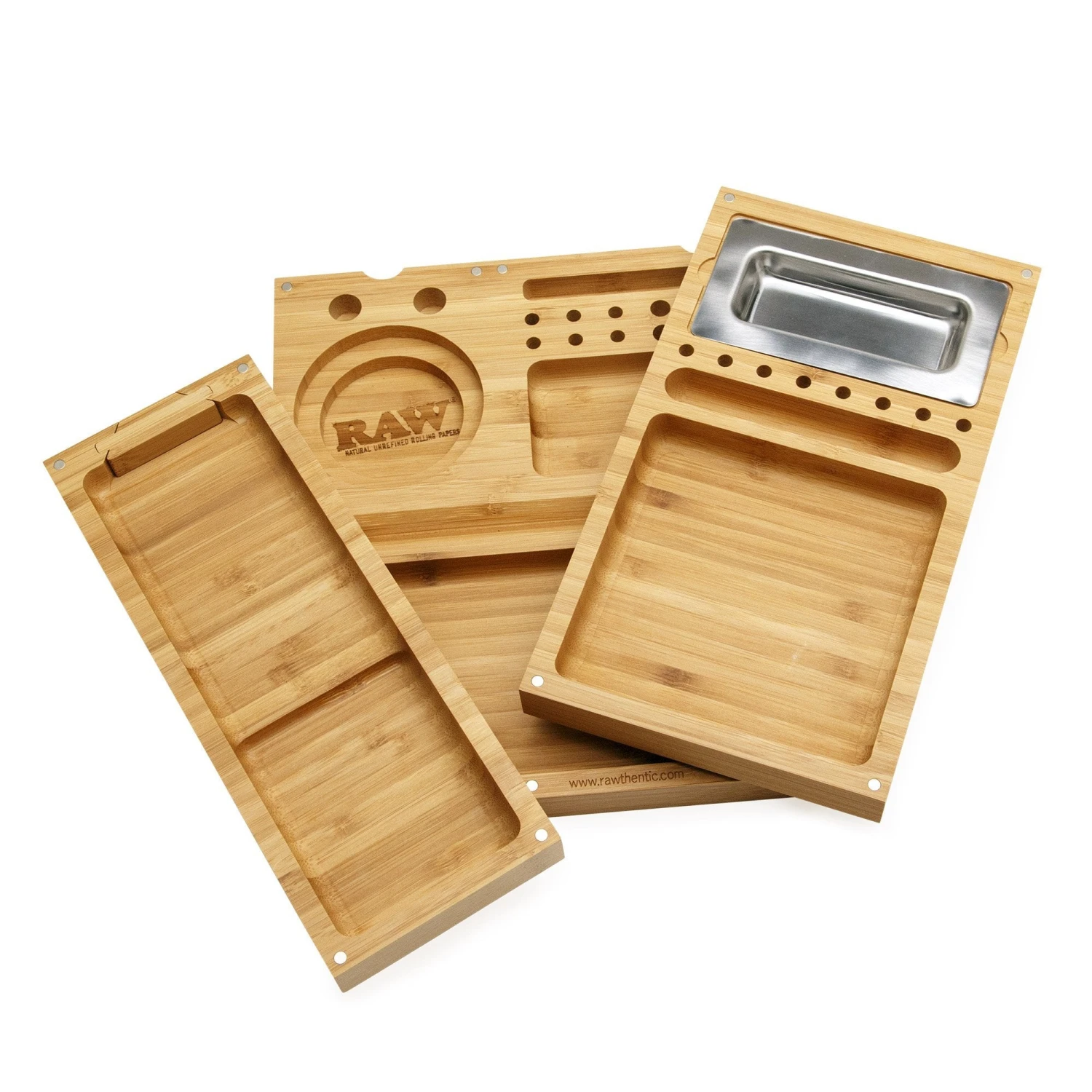 RAW Triple Flip Magnetic Bamboo Rolling Tray - Image 2