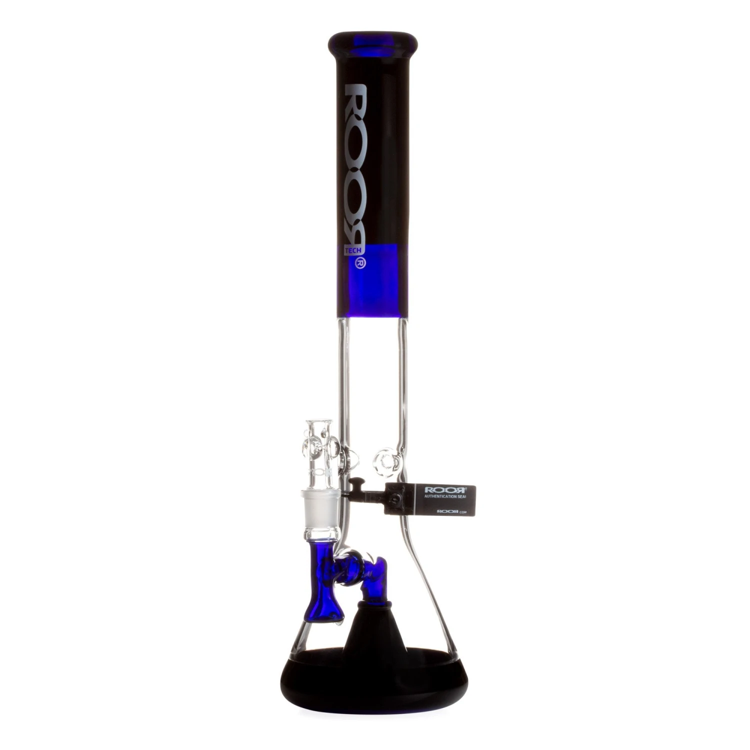 ROOR Tech 18in Fixed Shower Head Big Beaker Bong - Blue Black