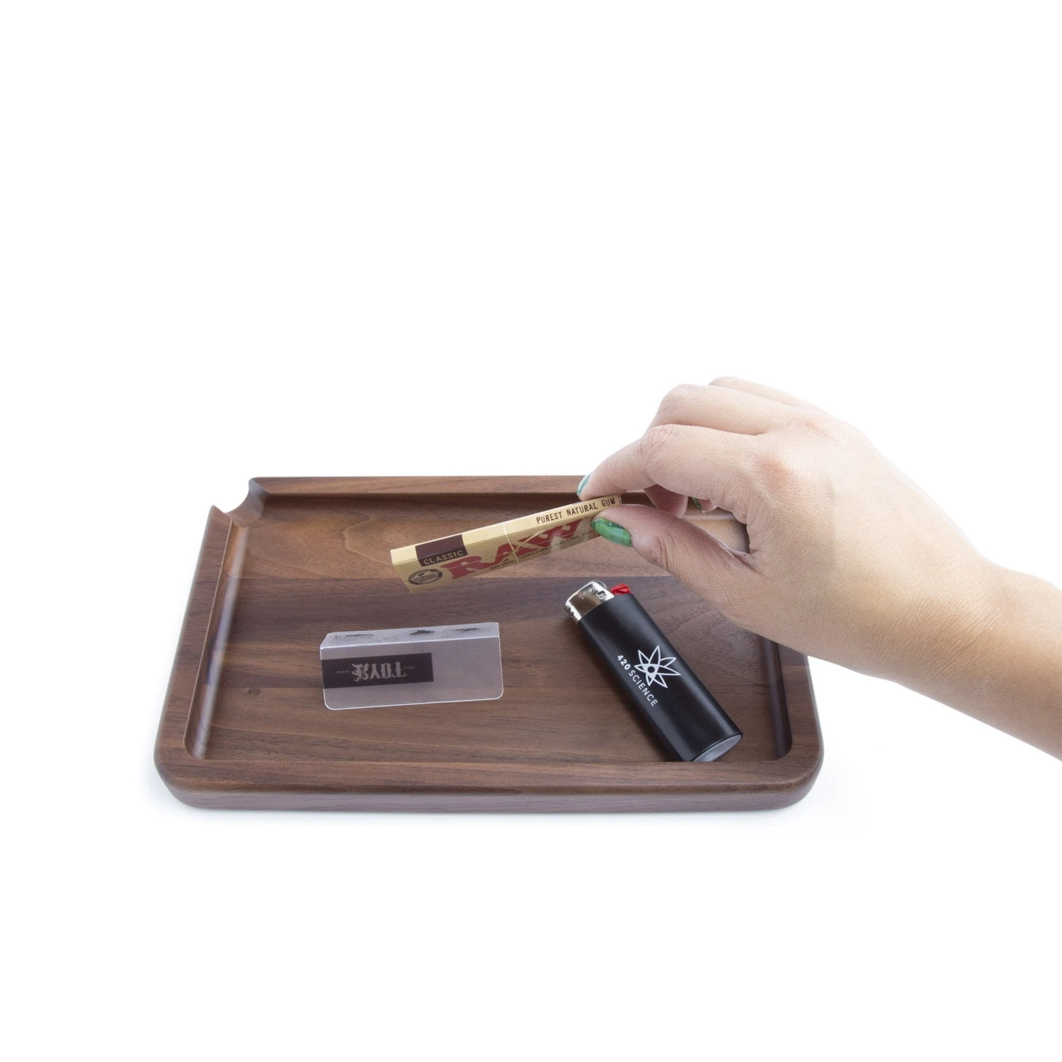 RYOT Solid Wood Walnut Rolling Tray - Image 3